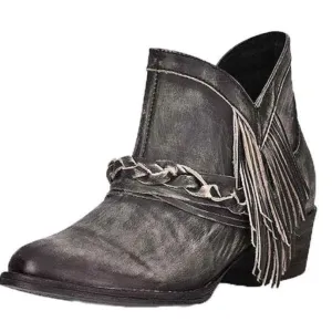 Women's Circle G Black Fringe Detailed Bootie