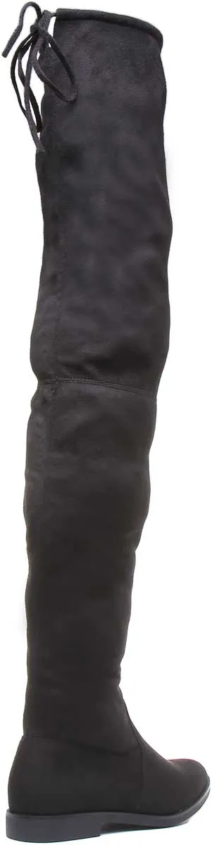 Womens Faux Suede FLat Over the Knee Boots
