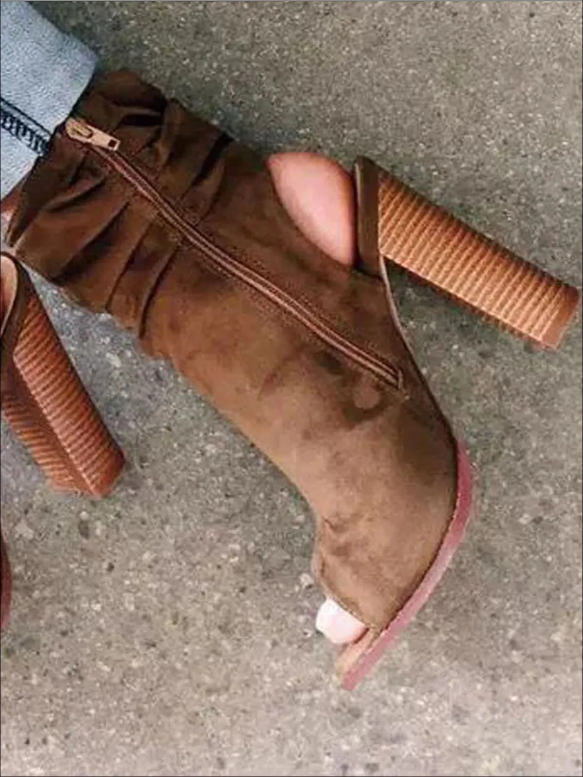 Women's Open Toe Block Heel Booties By Liv and Mia