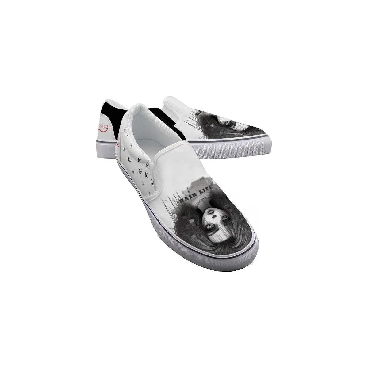 Women's Slip On Sneakers hair life , themed print