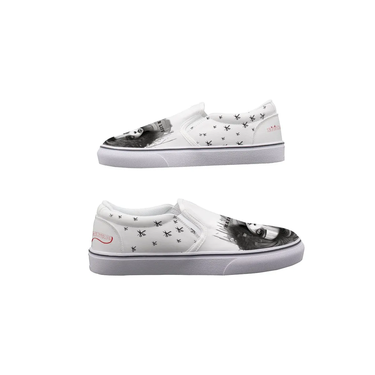 Women's Slip On Sneakers hair life , themed print