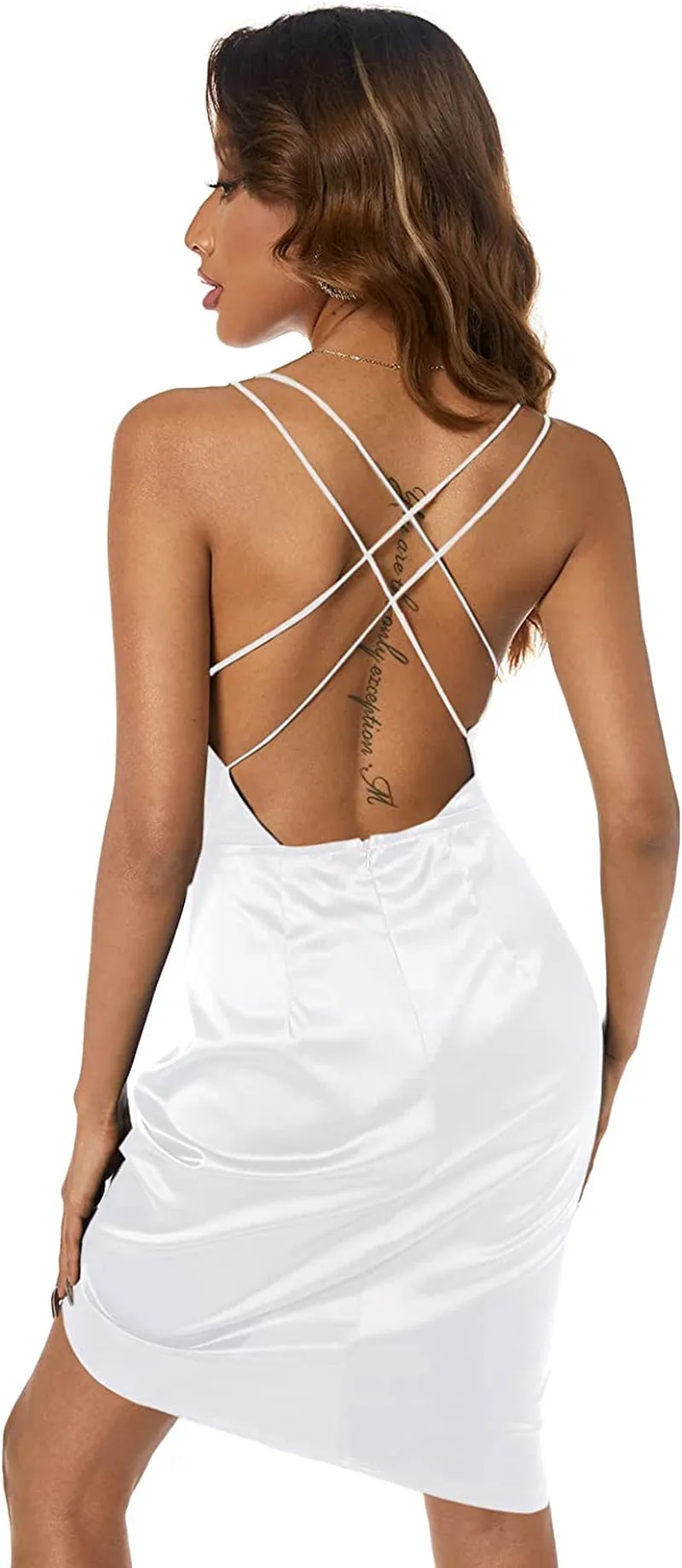 Women's Spaghetti Strap Satin Dress