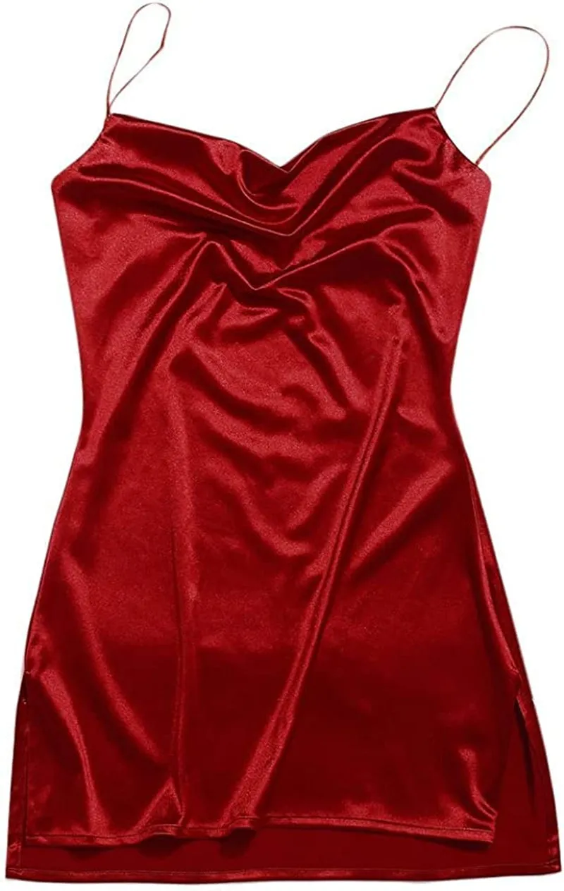 Women's Spaghetti Strap Satin Dress