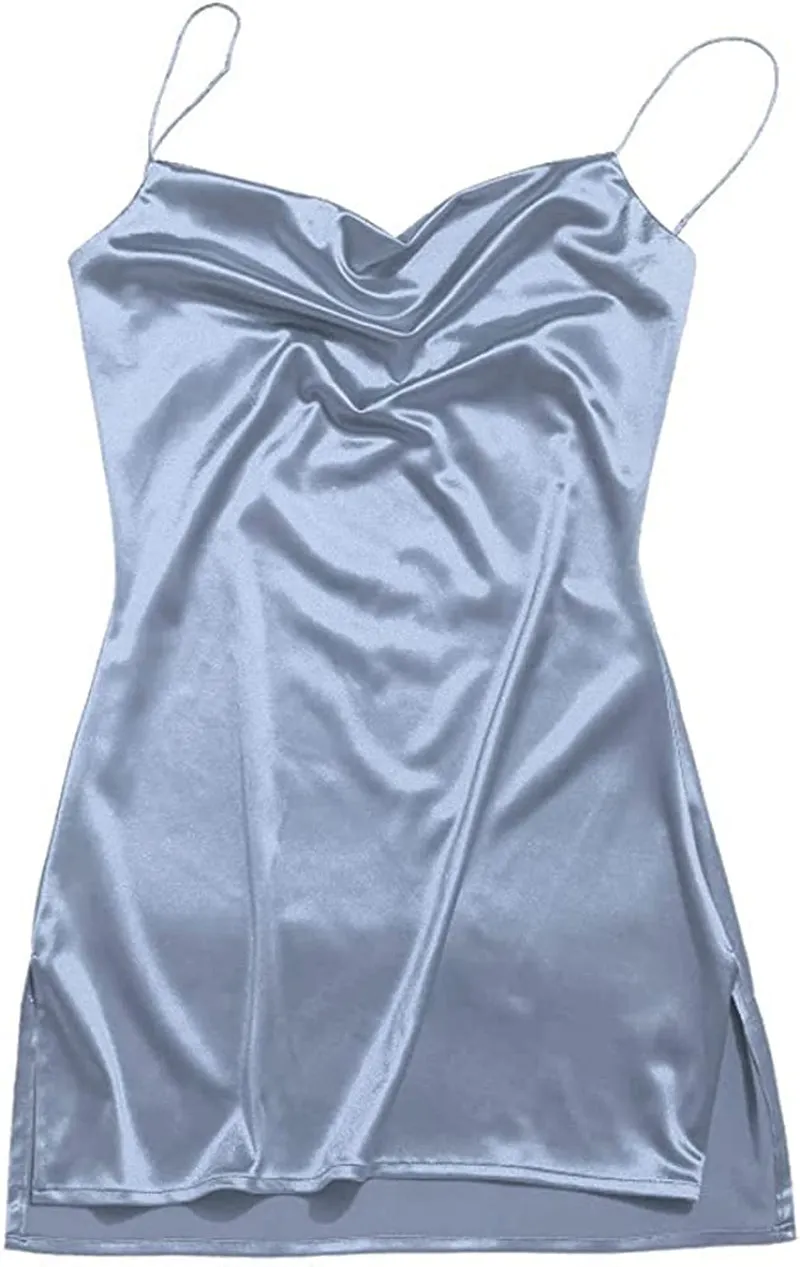 Women's Spaghetti Strap Satin Dress