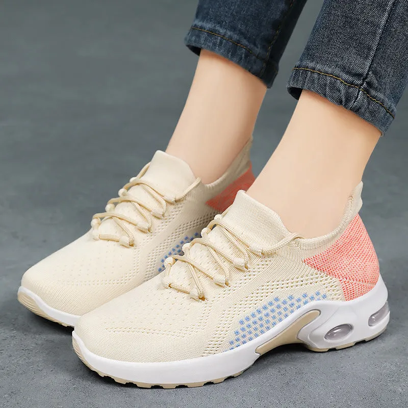 xakxx Women's Shoes  Summer Shoes Cross-Border Temu Women's Shoes Wholesale Flyknit Breathable Casual Shoes Air Cushion Sneaker