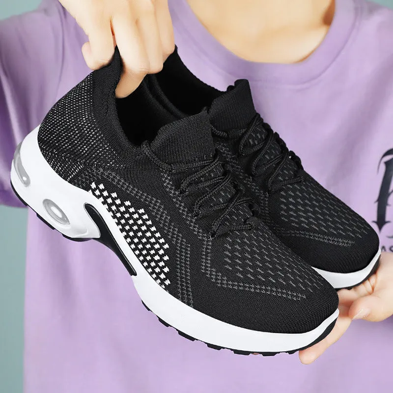 xakxx Women's Shoes  Summer Shoes Cross-Border Temu Women's Shoes Wholesale Flyknit Breathable Casual Shoes Air Cushion Sneaker