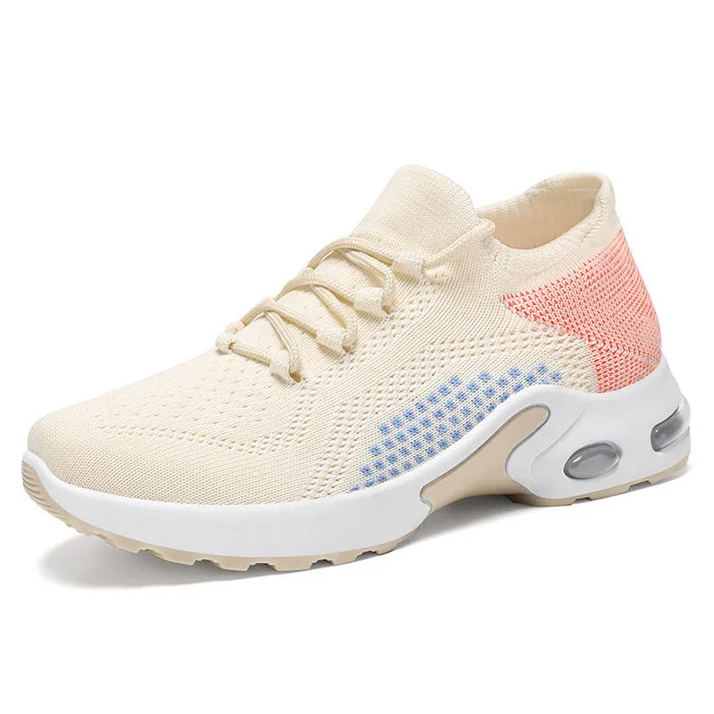 xakxx Women's Shoes  Summer Shoes Cross-Border Temu Women's Shoes Wholesale Flyknit Breathable Casual Shoes Air Cushion Sneaker