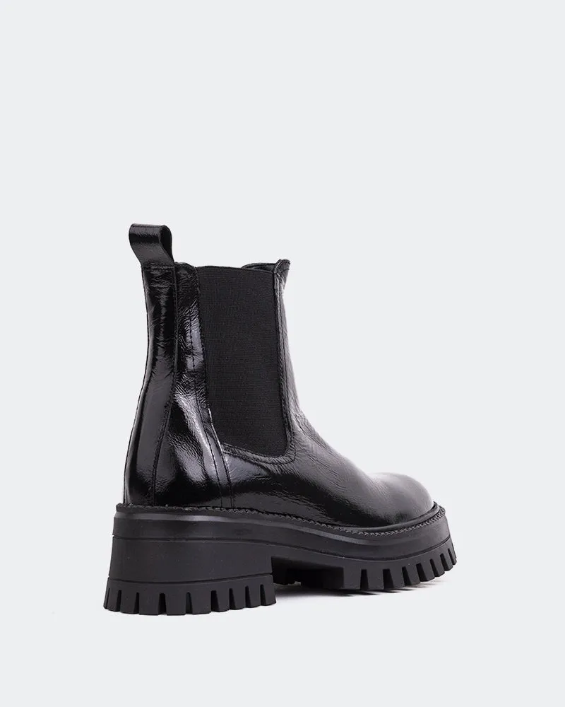 Xia Black Shiny Leather