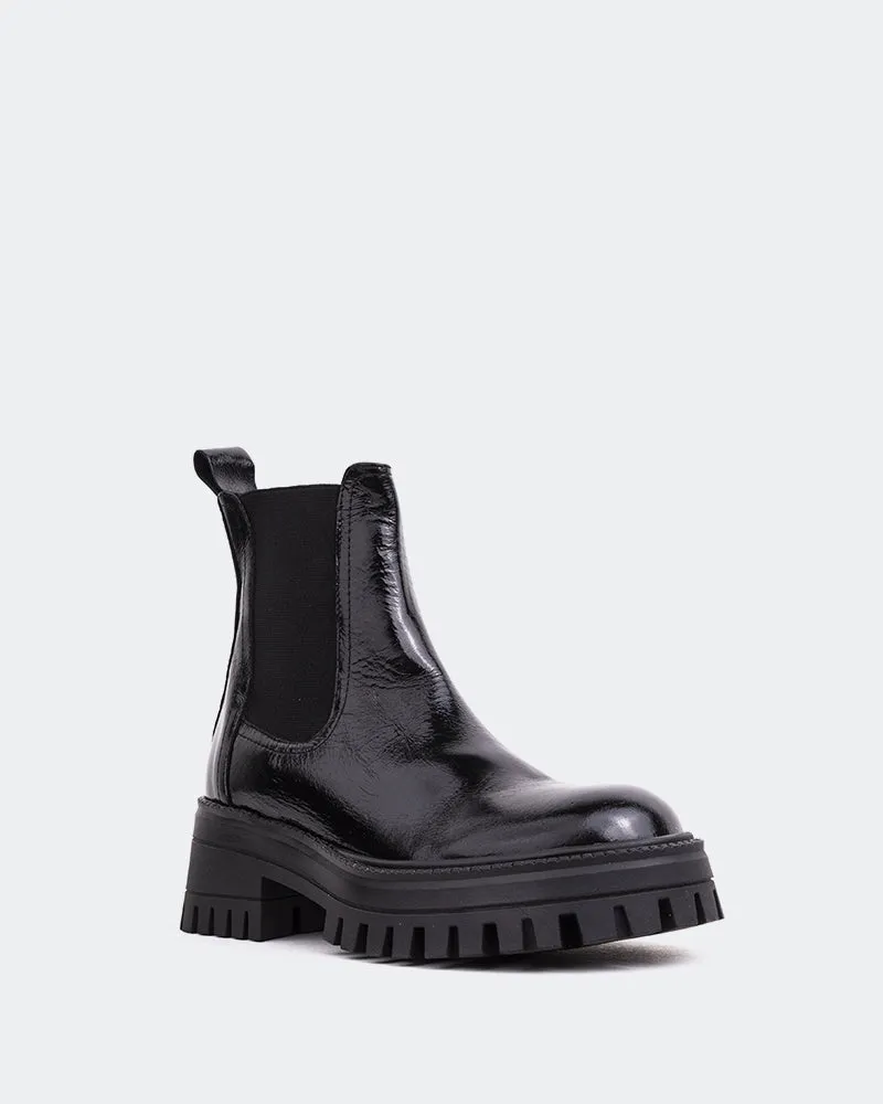 Xia Black Shiny Leather