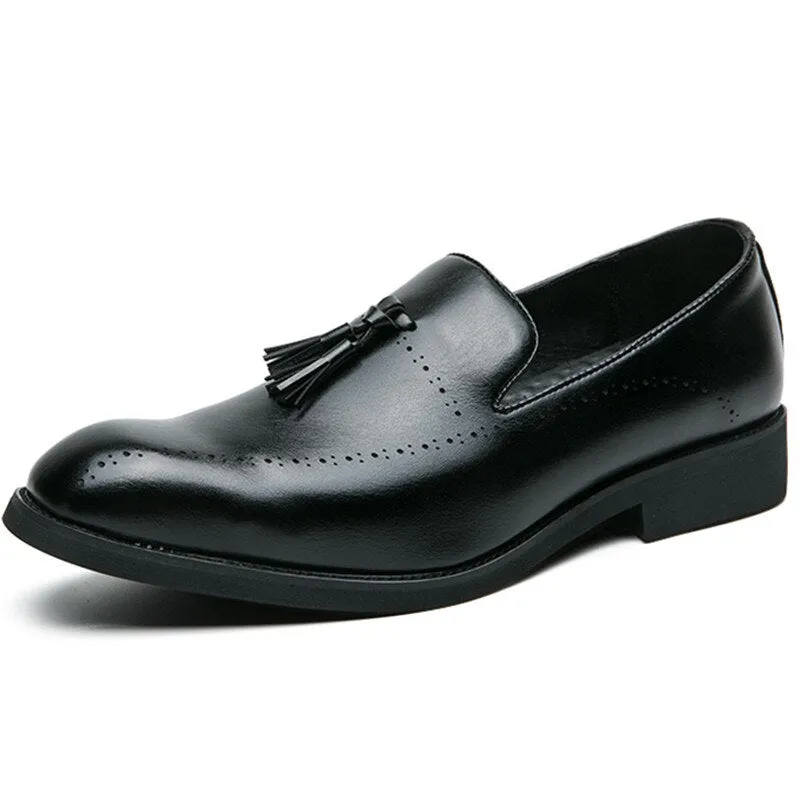 Yeknu Fashion Men Dress PU Leather Business Loafers Shoes Oxford Square Toe Formal Wedding Shoes 6332 Plus Big Size 38-48