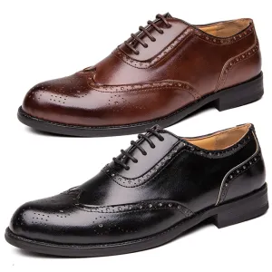 Yeknu Men Leather Fashion Shoes Low Heel Fringe Dress Shoes Brogue Spring Ankle Boots Vintage Classic Casual Shoes 1101-2