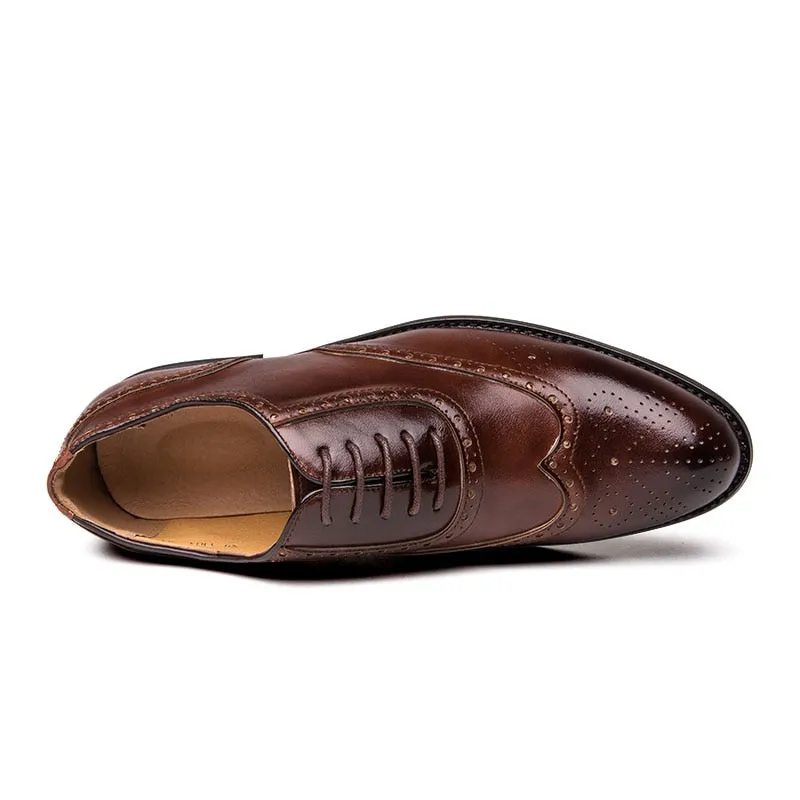 Yeknu Men Leather Fashion Shoes Low Heel Fringe Dress Shoes Brogue Spring Ankle Boots Vintage Classic Casual Shoes 1101-2