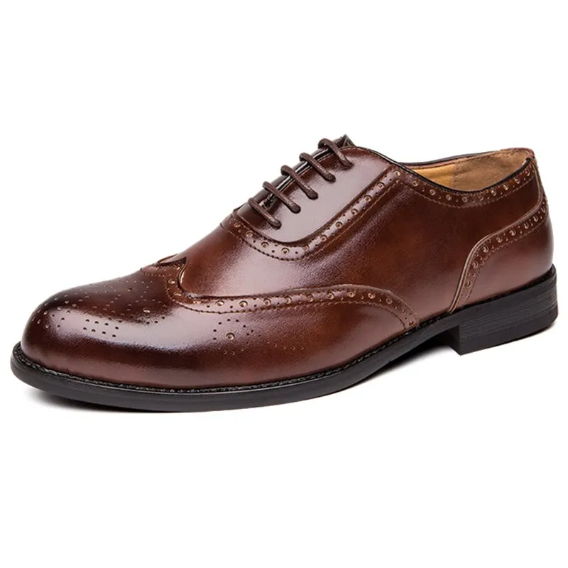 Yeknu Men Leather Fashion Shoes Low Heel Fringe Dress Shoes Brogue Spring Ankle Boots Vintage Classic Casual Shoes 1101-2
