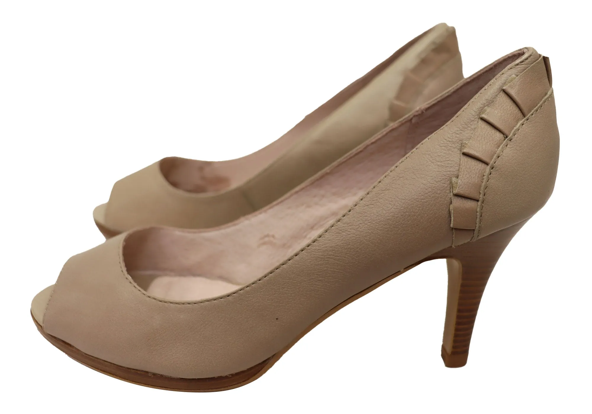 Zensu Toki Womens Leather Peep Toe Heels