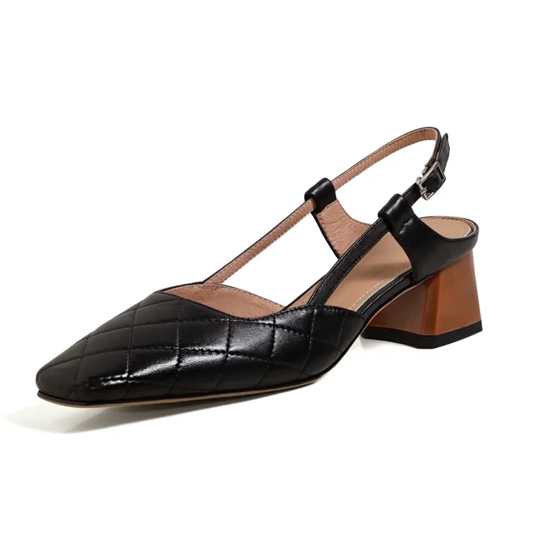 Ziole Women's Square Toe Genuine Leather Pumps