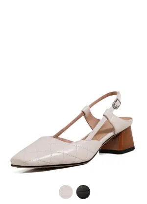 Ziole Women's Square Toe Genuine Leather Pumps
